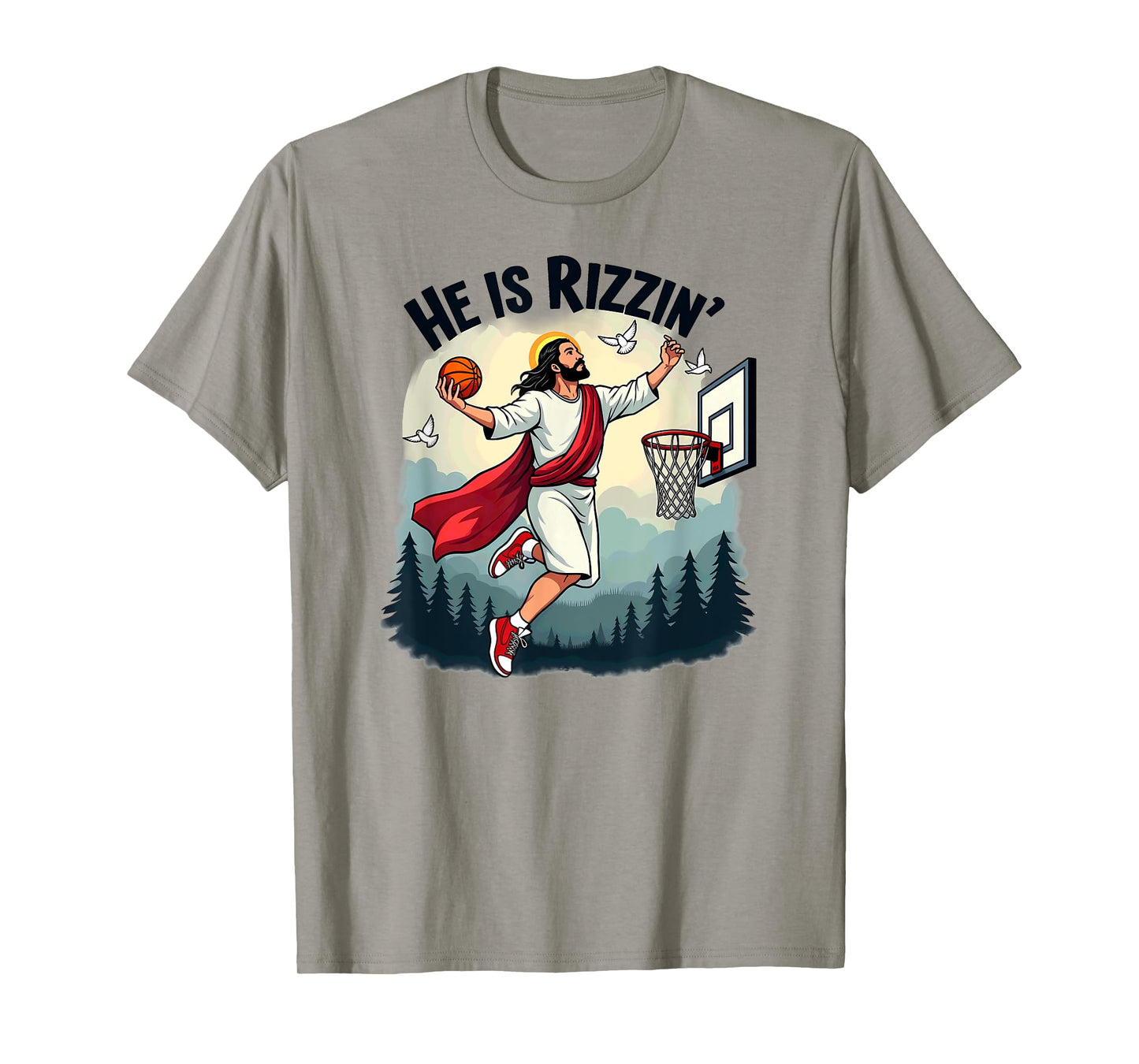 He Is Rizzin Easter Jesus Playing Basketball Hoop T-Shirt