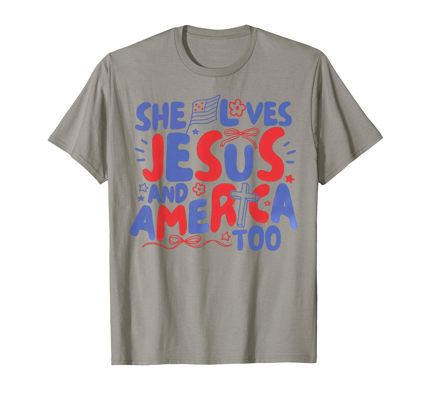 She Loves Jesus And America Too Christian Retro 4th of July T-Shirt