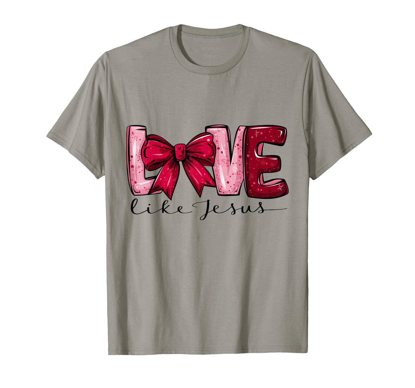 Love Like Jesus Valentine’s Day Women Coquette Bow T-Shirt