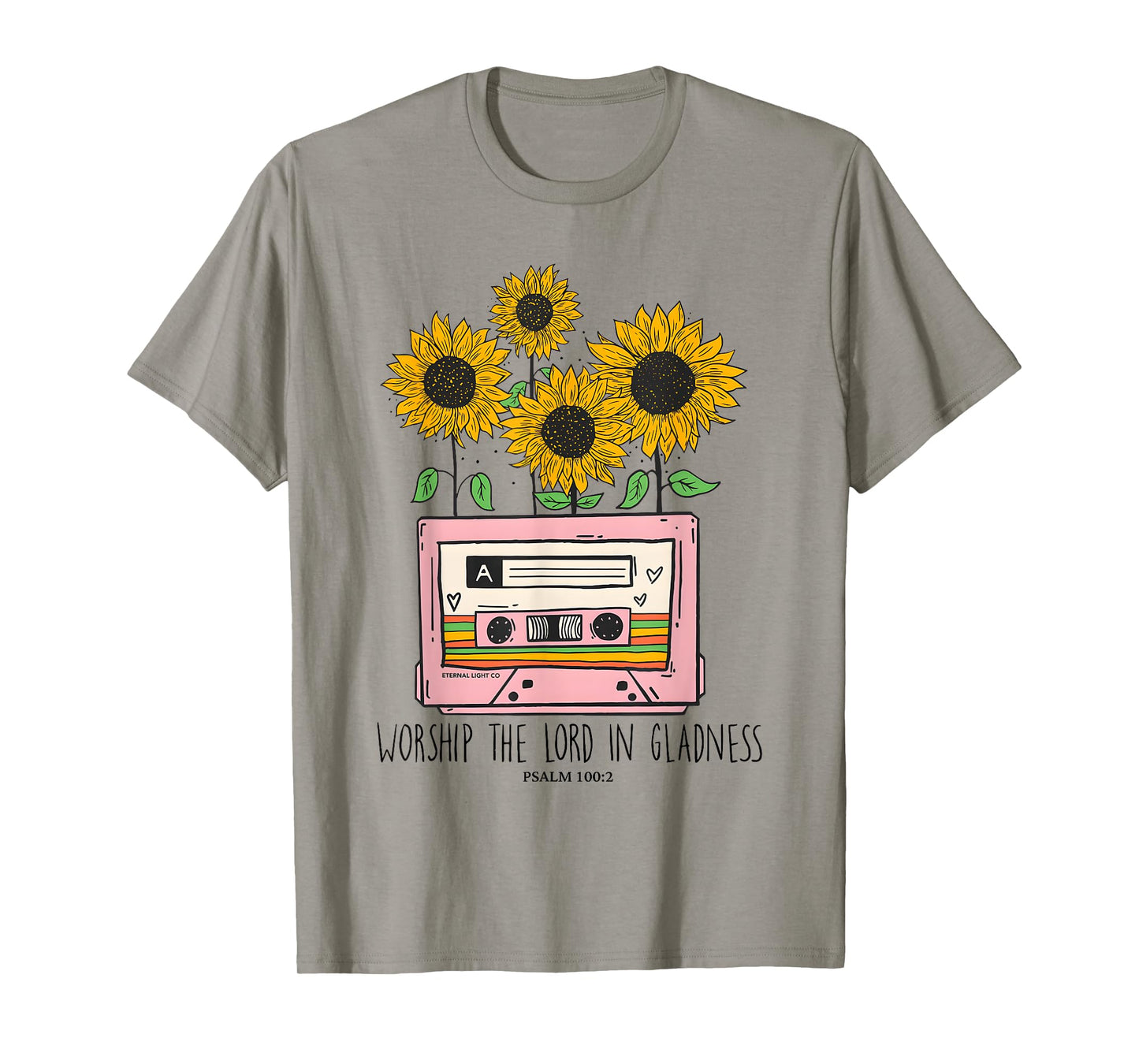 Worship The Lord in Gladness Psalm 100:2 Sunflower Christian T-Shirt