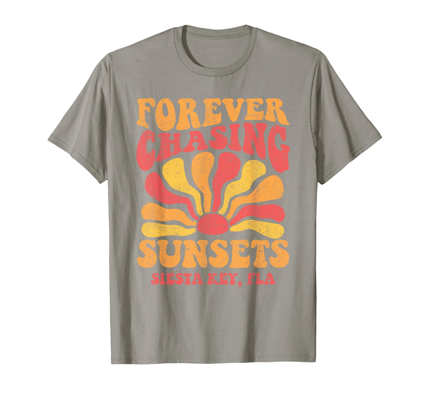 Forever Chasing Sunsets Siesta Key Beach Florida 70s Retro T-Shirt