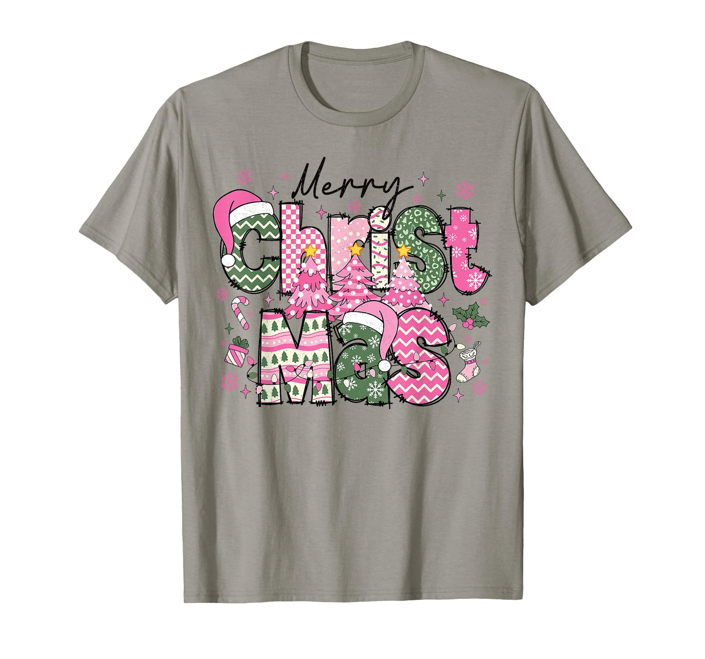 Merry Christ Mas Pink Christmas Religious Jesus Family Xmas T-Shirt