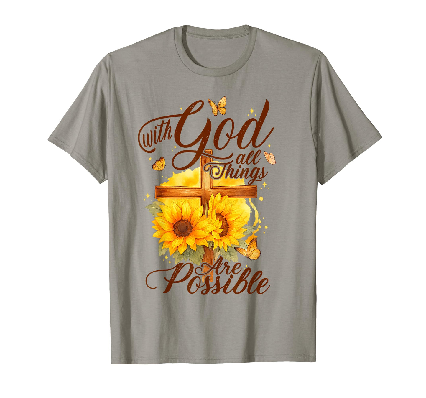 with God All Things are Possible Lamb Cross Bible Verse T-Shirt