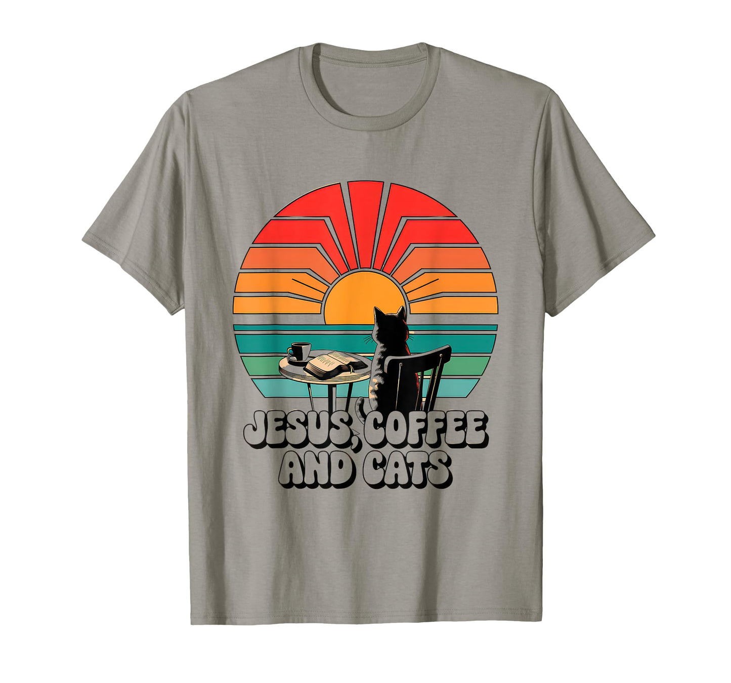 Jesus Coffee Cats Funny Cute Design Jesus Lovers Christian T-Shirt