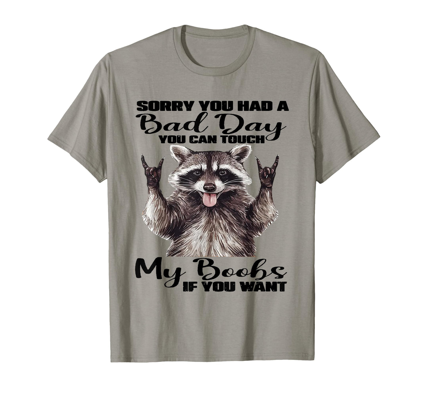 Raccoon Sorry You Had A Bad Day You Can Touch My Boobs Funny T-Shirt