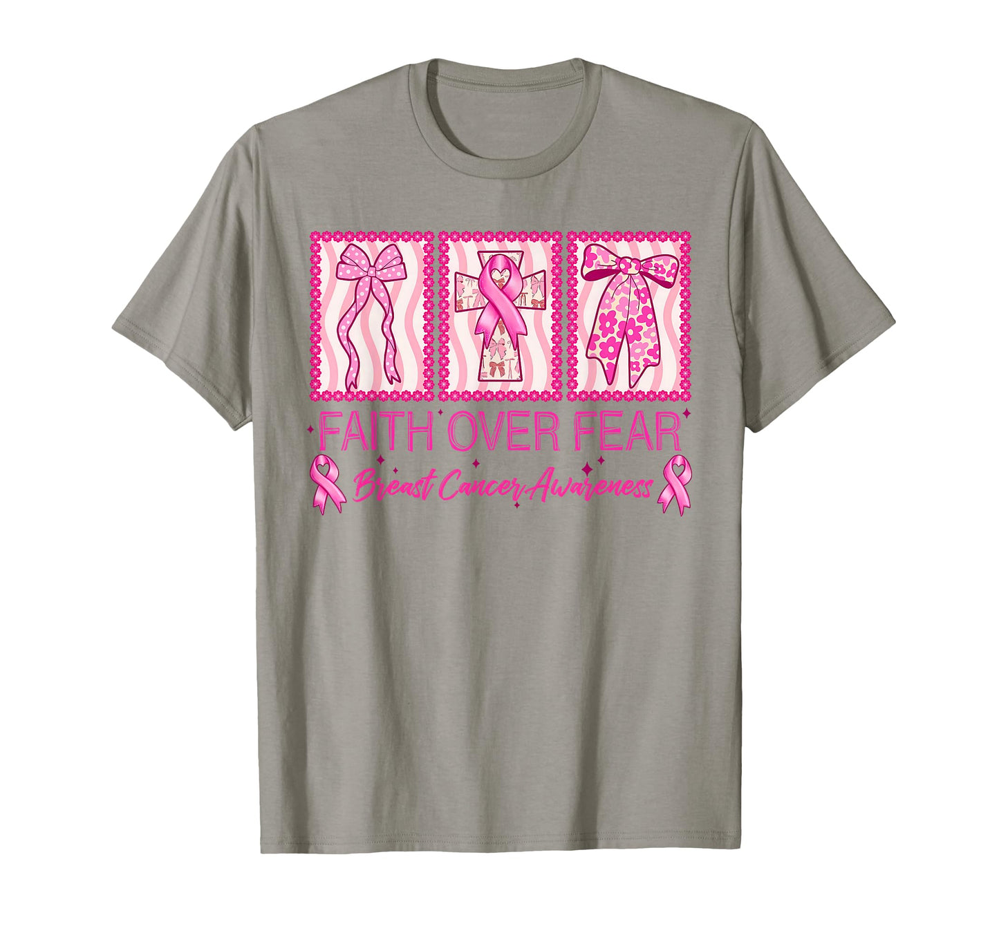 Faith Over Fear Breast Cancer Awareness Christian Religious T-Shirt