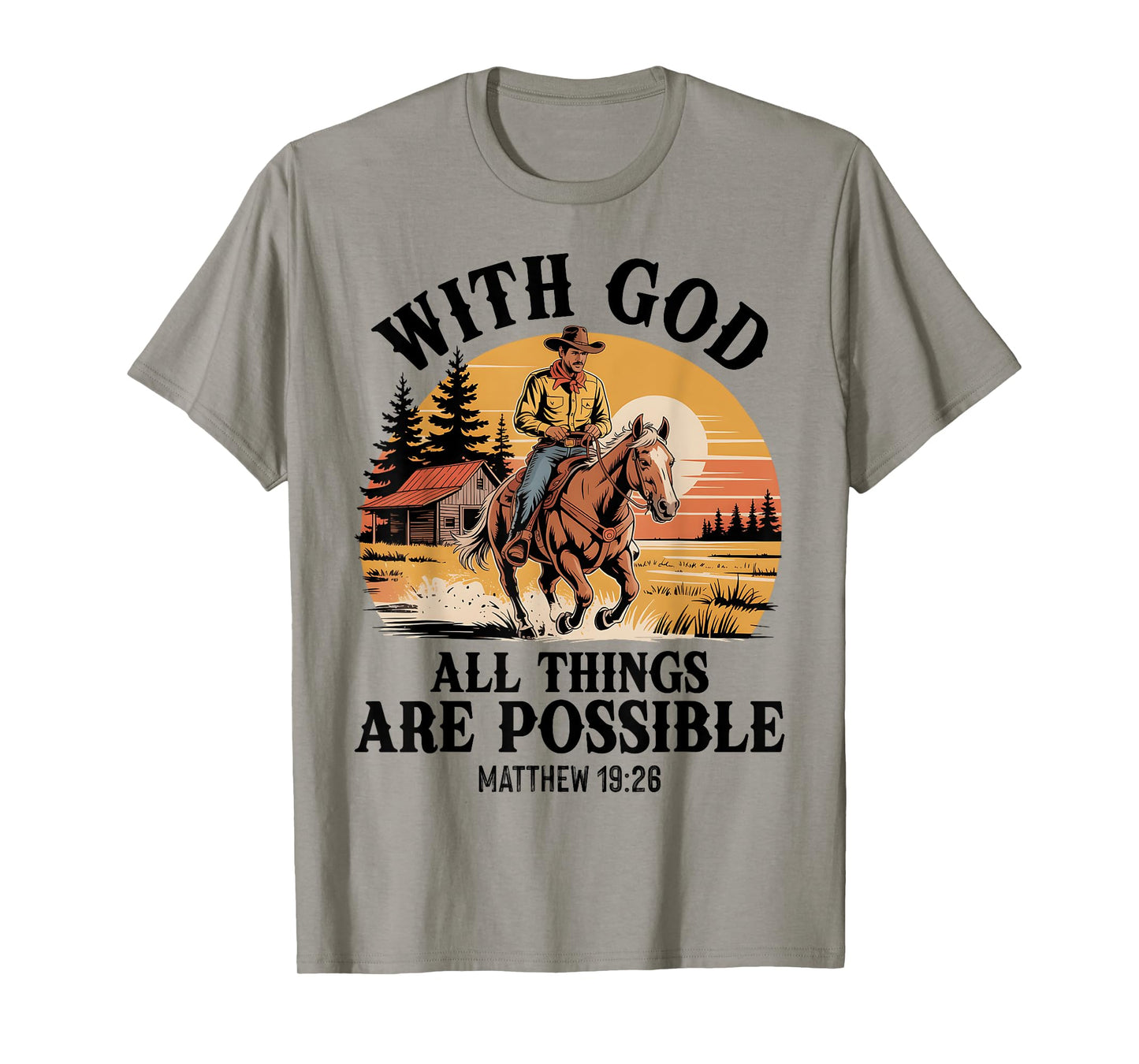 Vintage Cowboy Christian Bible Verse Western Jesus Faith T-Shirt