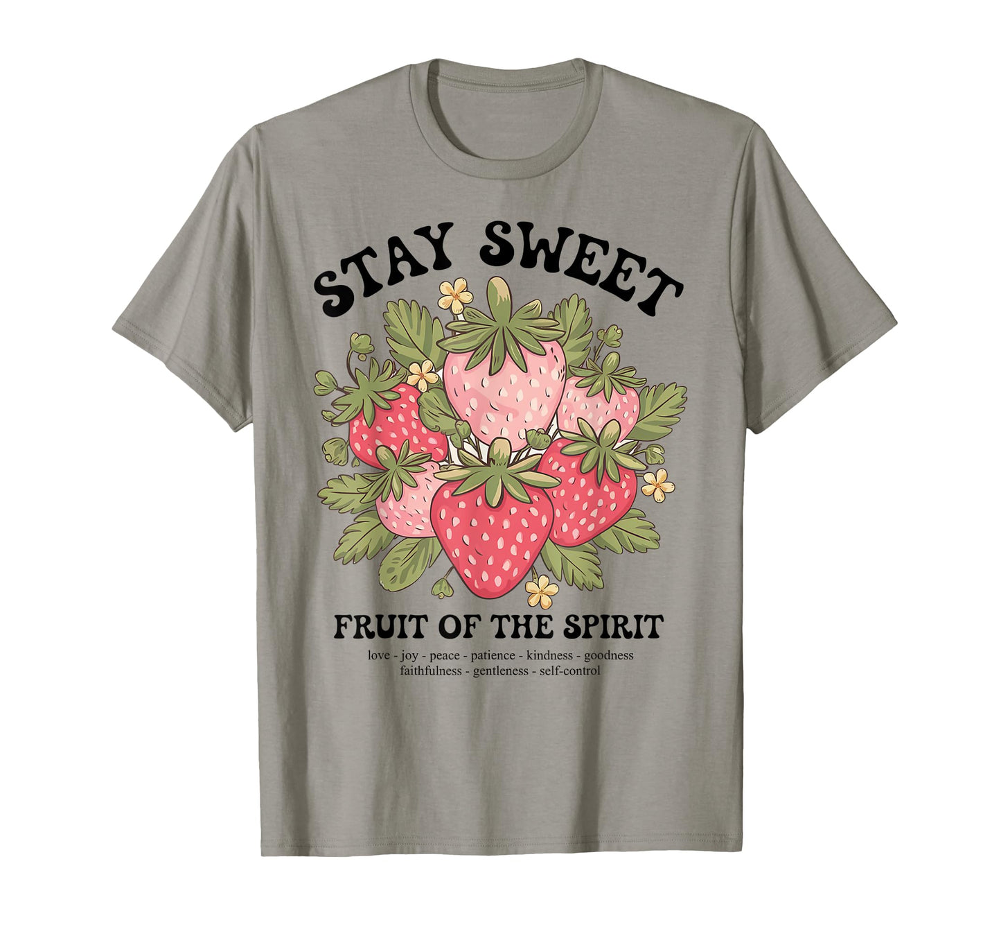 Fruit of Spirit Strawberry Boho Trendy Christian Church Crew T-Shirt