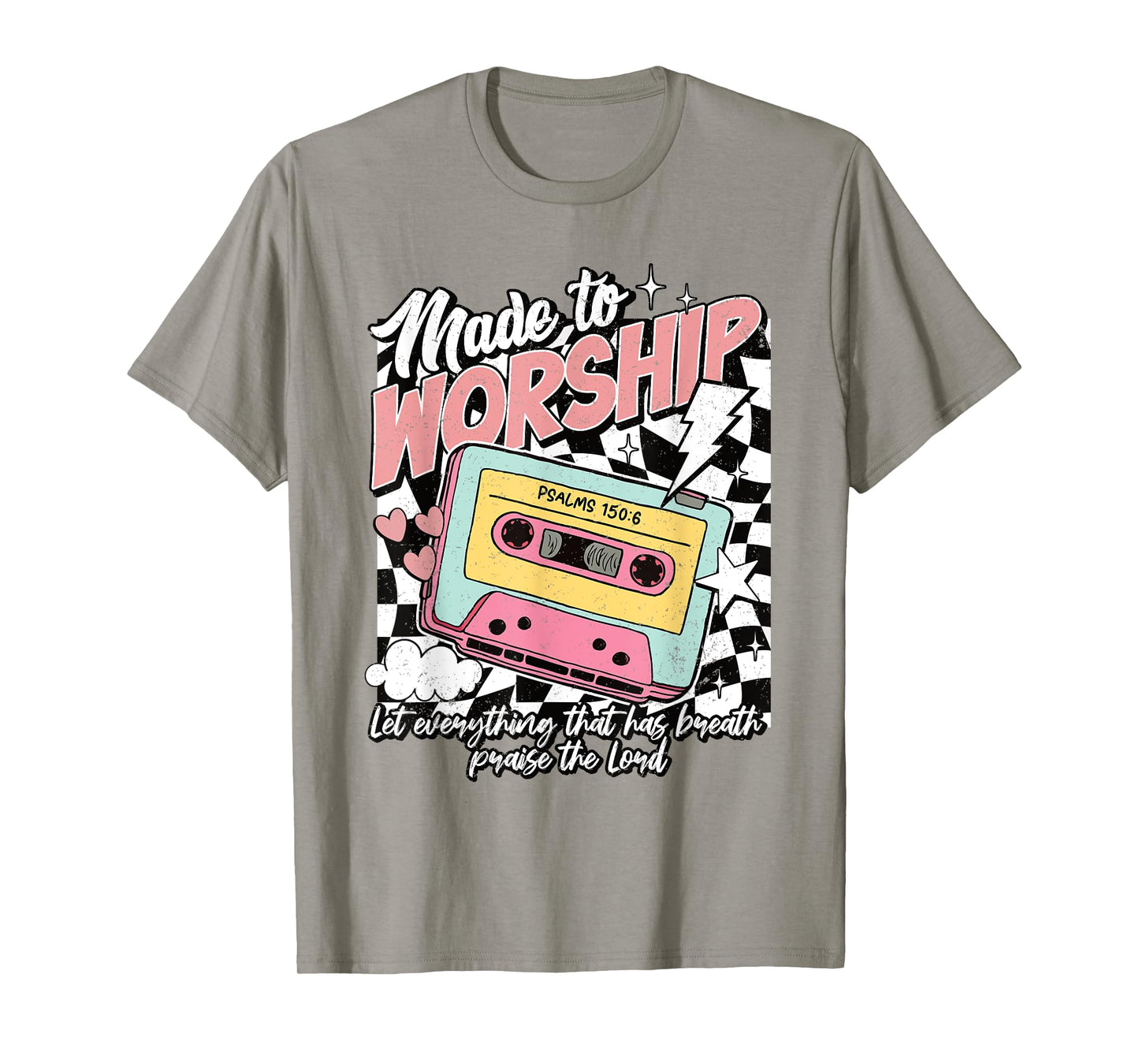 Retro Cassette Made to Worship Psalms 150:6 Christian Music T-Shirt