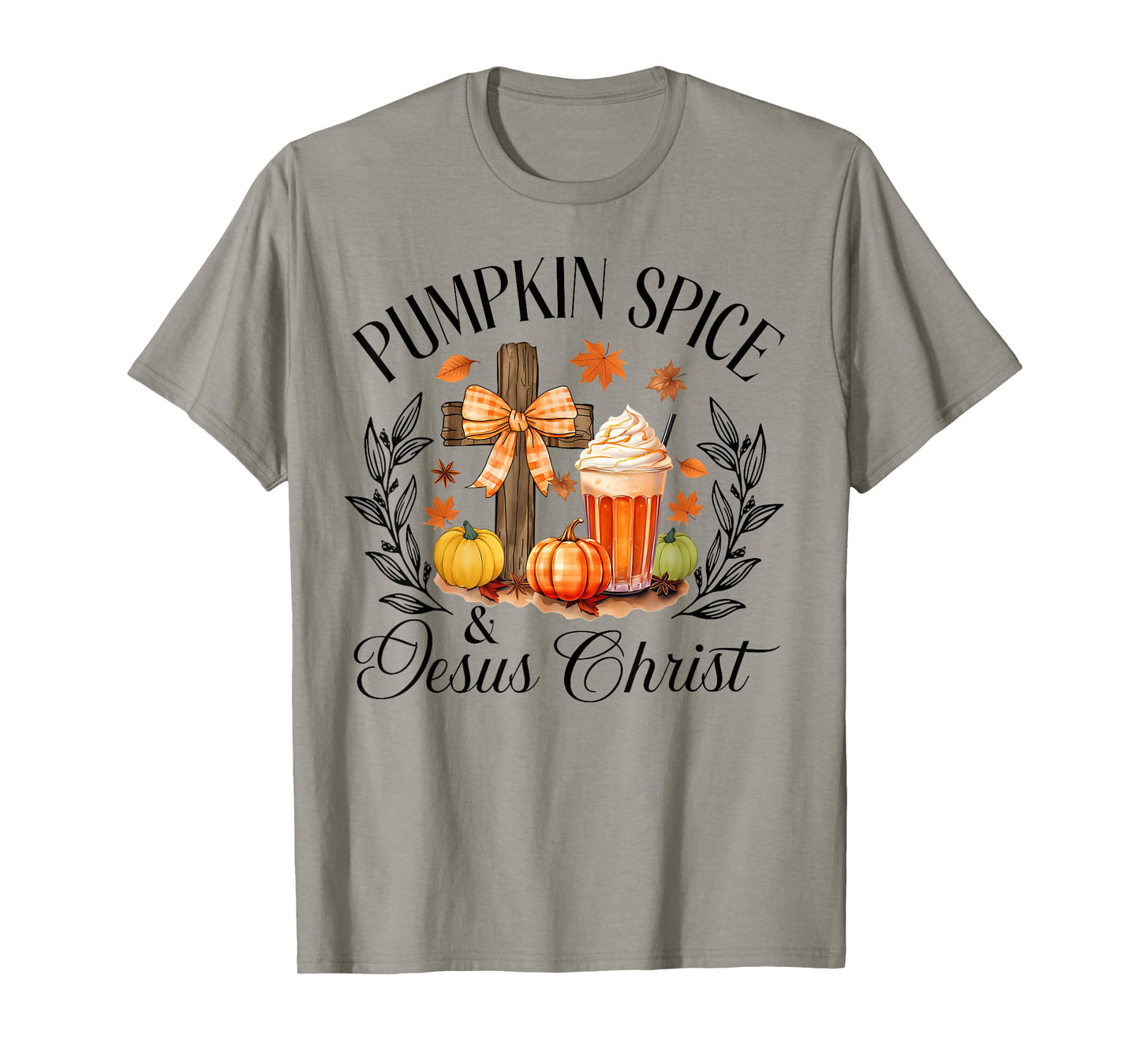 Pumpkin Spice And Jesus Christ Cross Pumpkin Christian T-Shirt