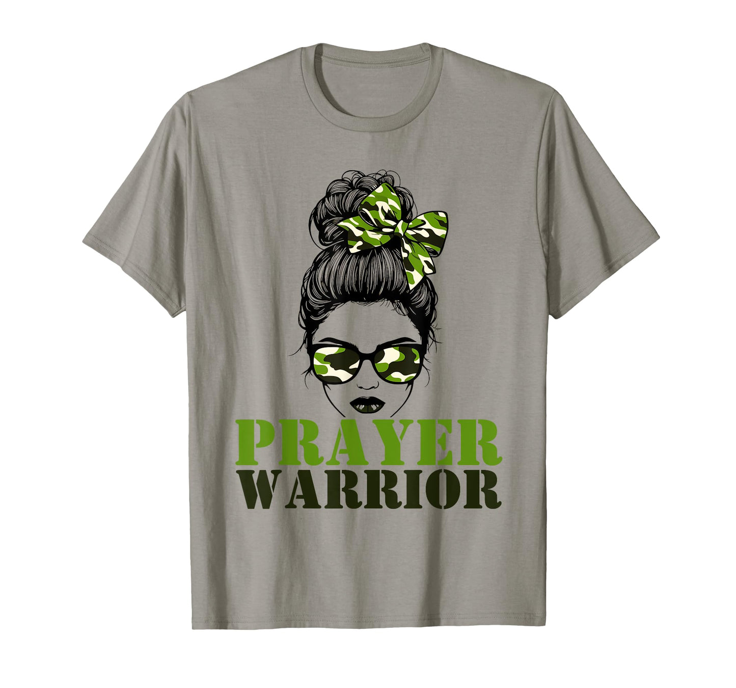 Prayer Warrior Camo Messy Bun Pray Camouflage Girl Woman T-Shirt