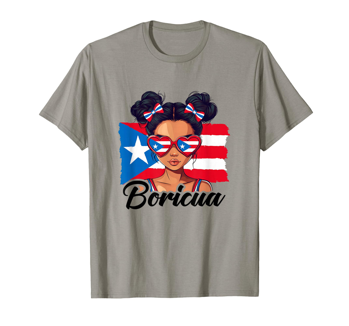 Puerto Rico Hispanic Heritage Messy Bun Puerto Rican Girls T-Shirt
