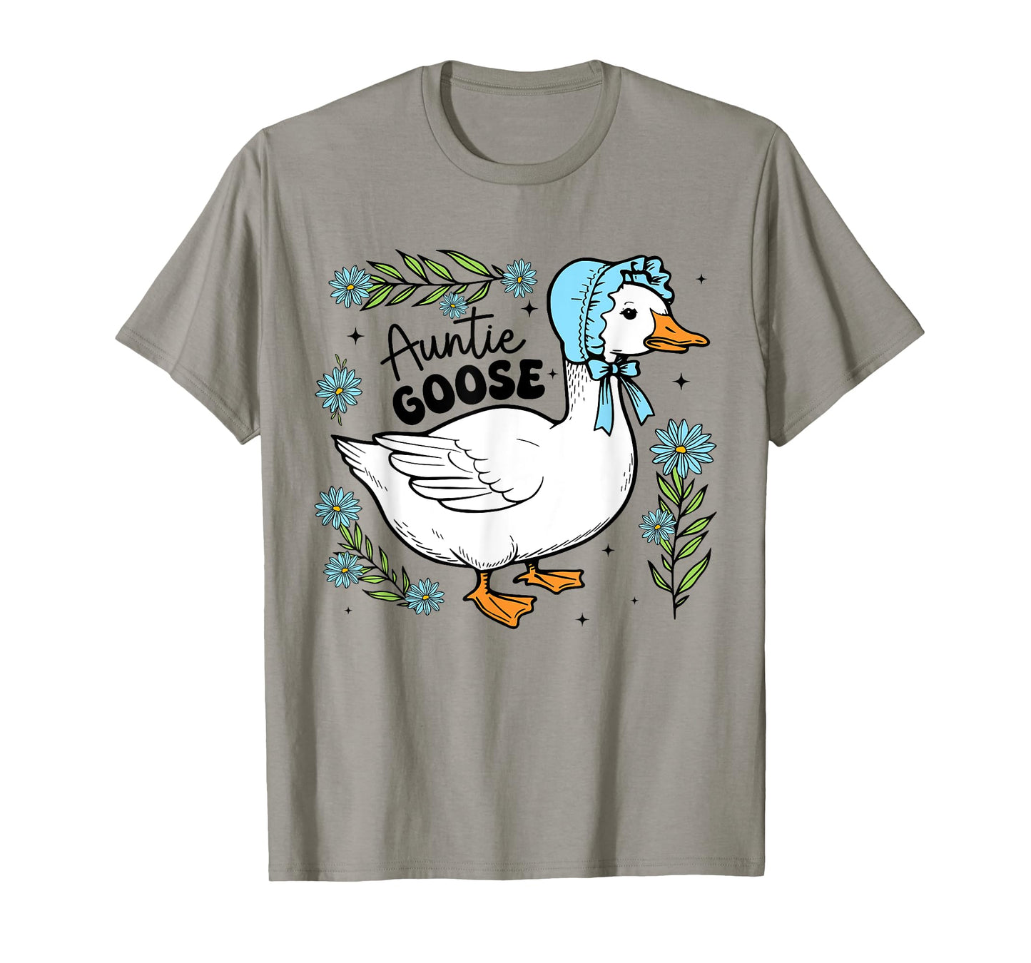 Floral Auntie Goose Cute Silly Goose Mother's Day Womens T-Shirt