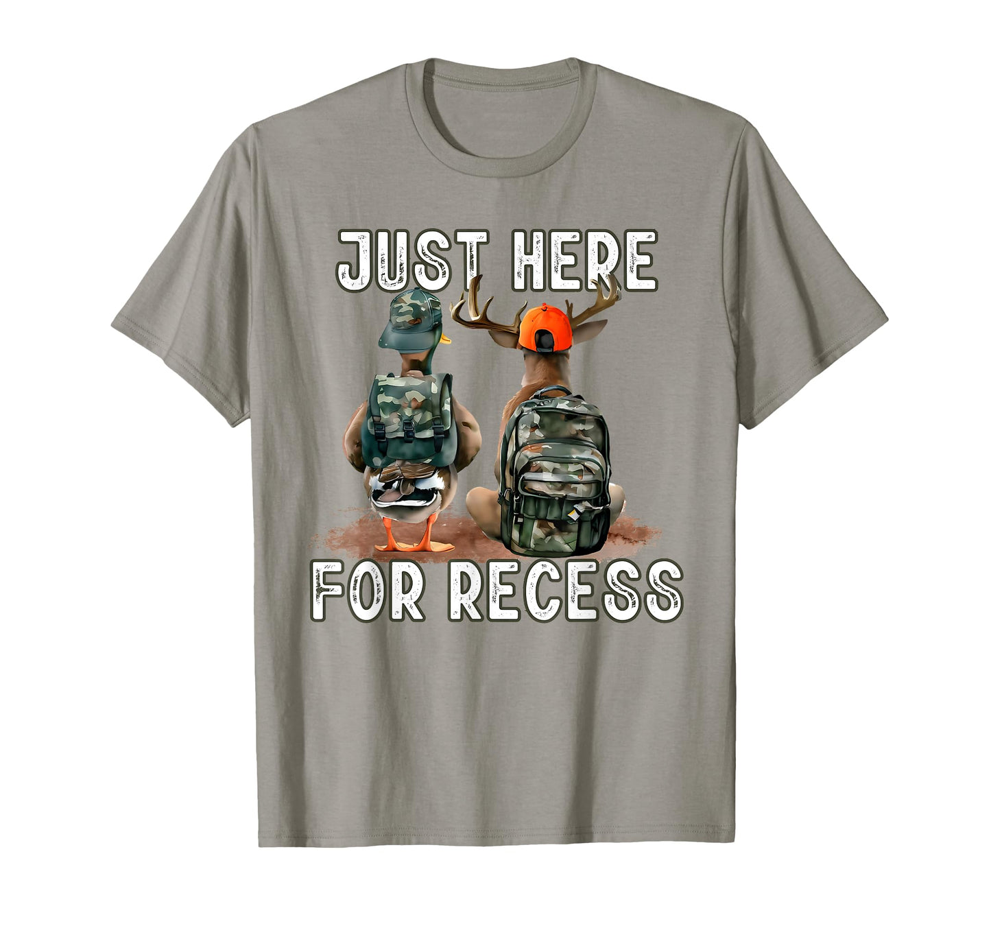 Just Here for Recess Back to School Deer Hunting Duck Funny T-Shirt
