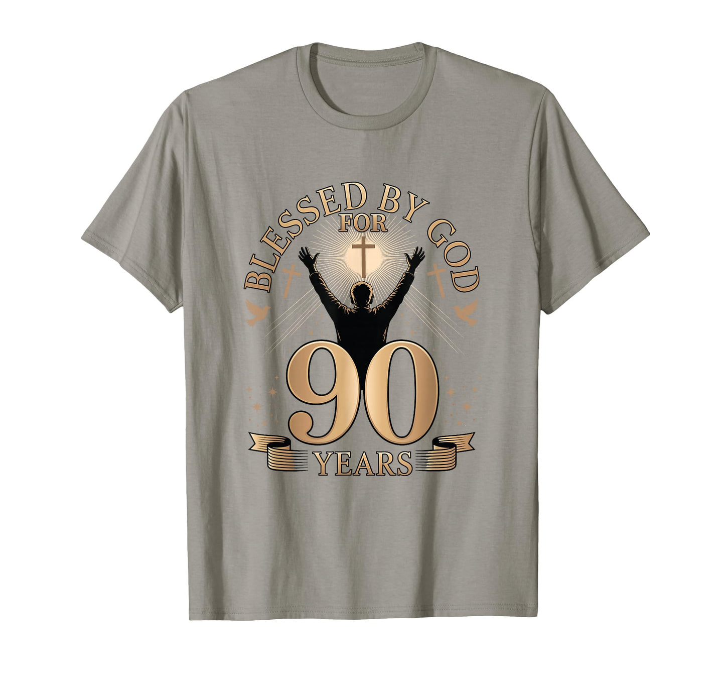 Blessed by God for 90 Years Religious Themed 90th Birthday T-Shirt