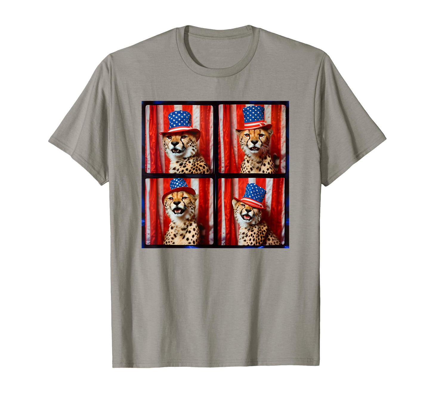 Cheetah Lover Red White Blue Photobooth 4th Of July Animals T-Shirt