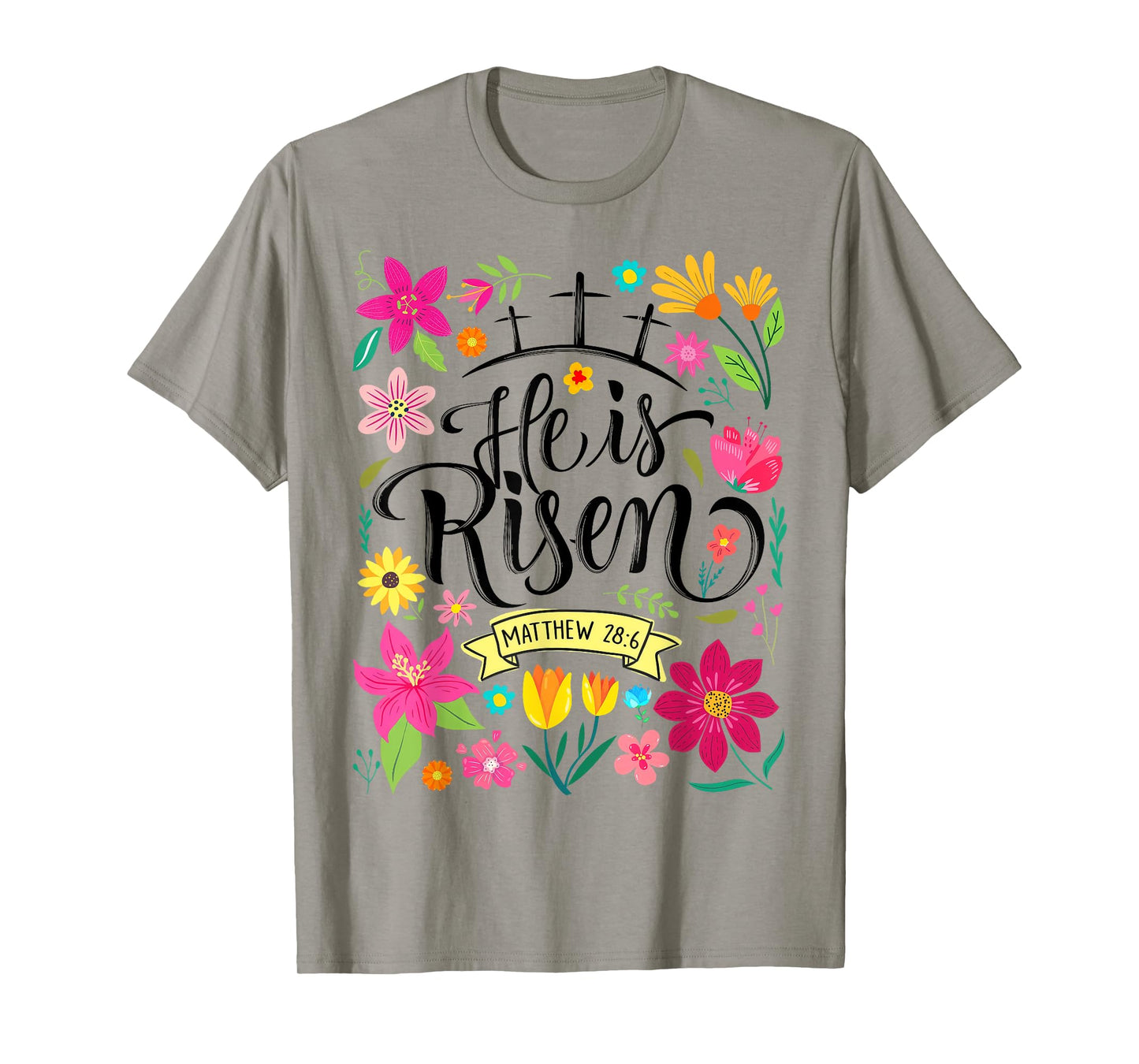 He Is Risen Mattew 28:6 Boho Floral Christian Easter T-Shirt