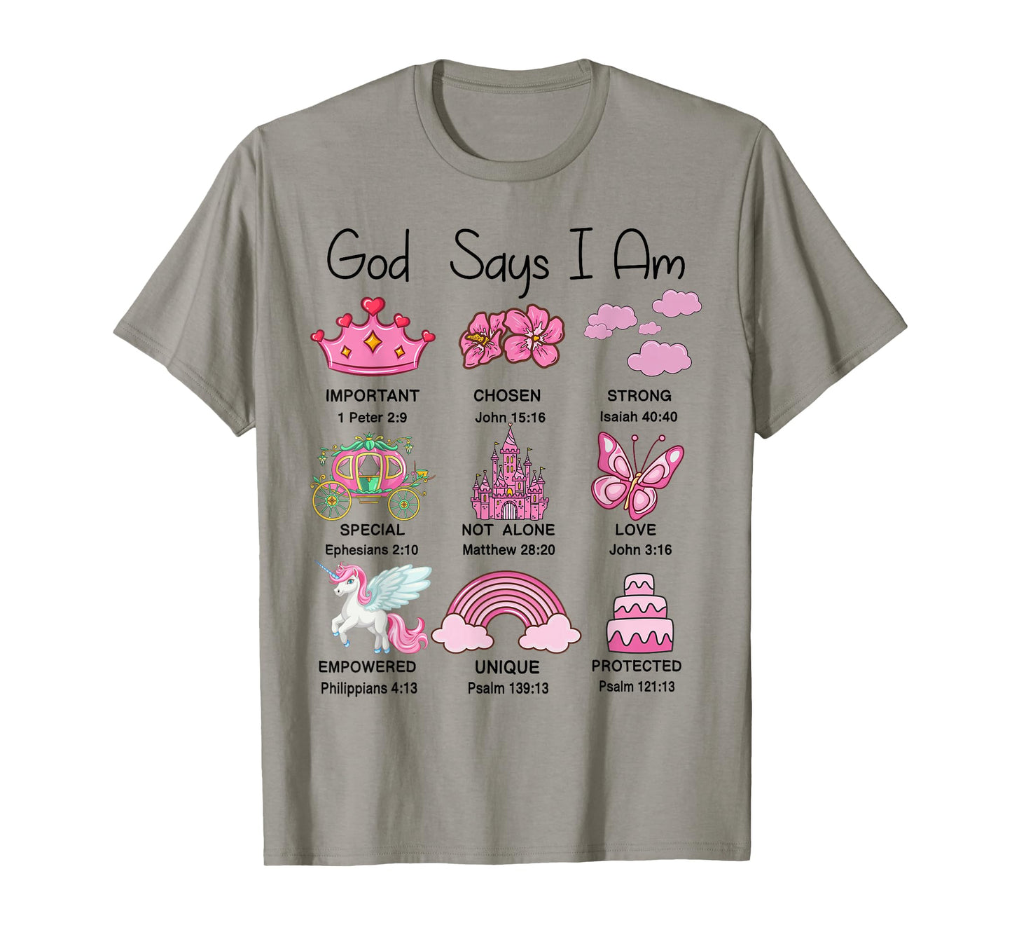 Christian Girls God Say I Am Princess Cute Jesus Bible Verse T-Shirt