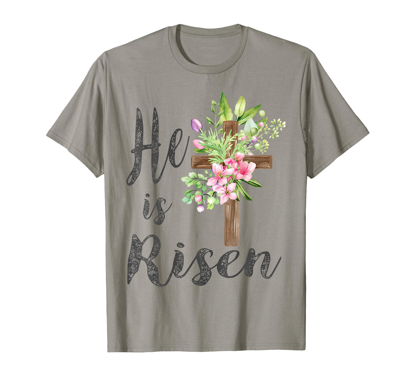 He is Risen Jesus Christian Easter Floral Wreath Women Girls T-Shirt