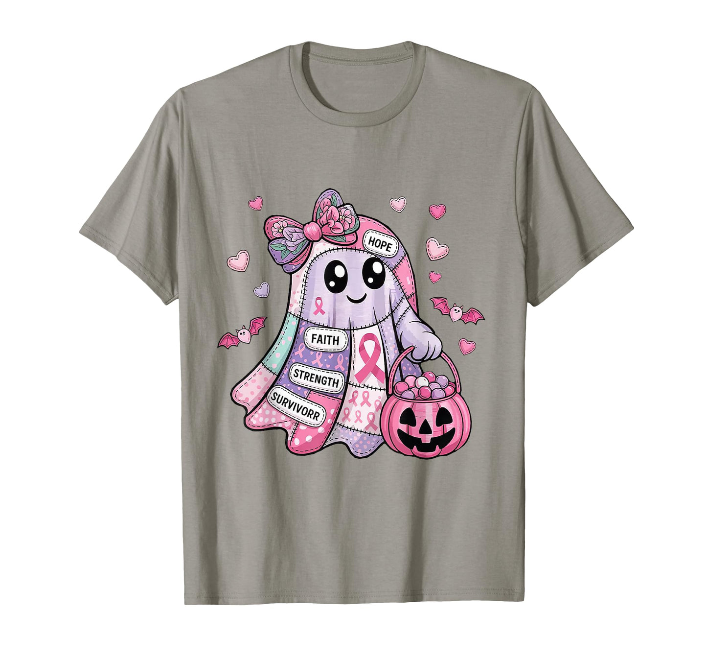 in October We Wear Pink Coquette Bow Ghost Pumpkin Halloween T-Shirt