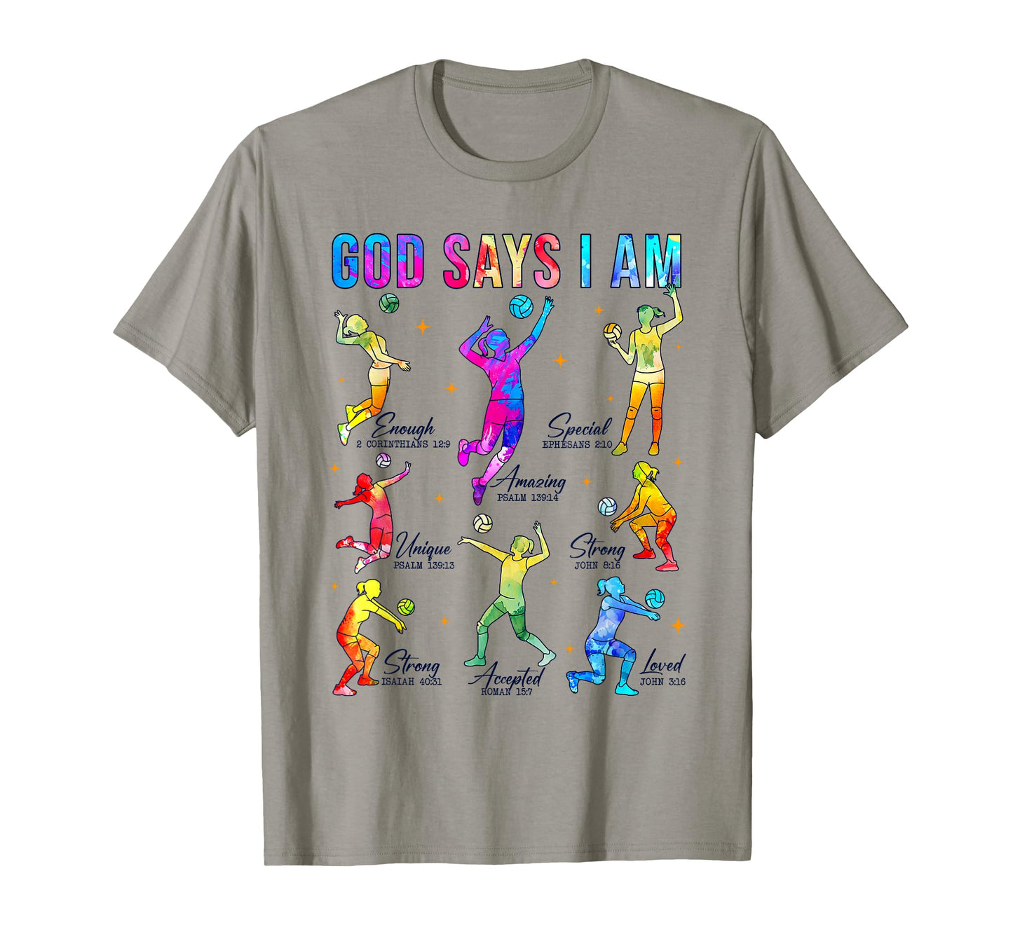 Christian God Says I Am Bible Verse Tie Dye Volleyball Girls T-Shirt