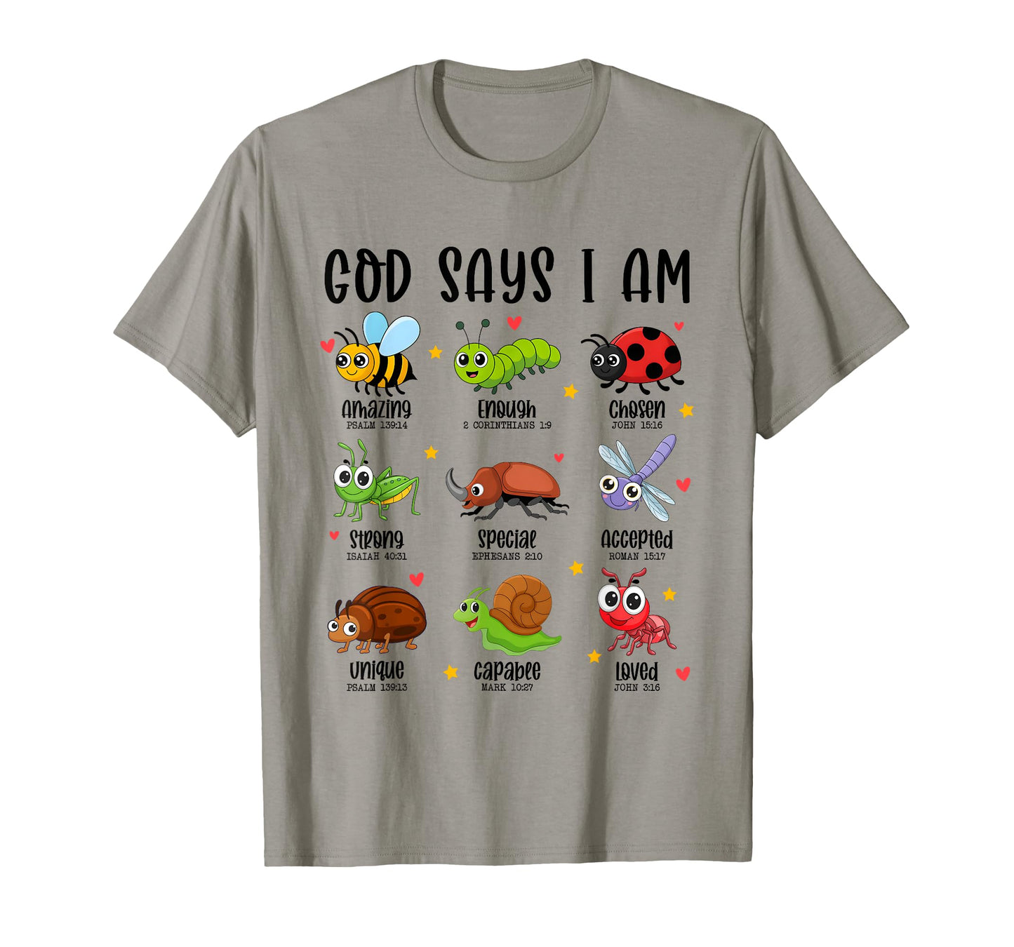 God Says I Am Christian Boys Kids Bug Hunter Hunting Bugs T-Shirt