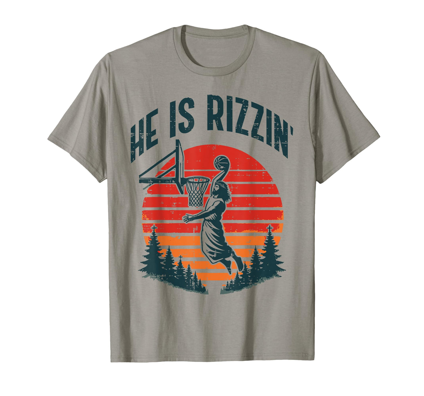 Easter He Is Rizzin Retro Basketball Religious Men Boys Kids T-Shirt