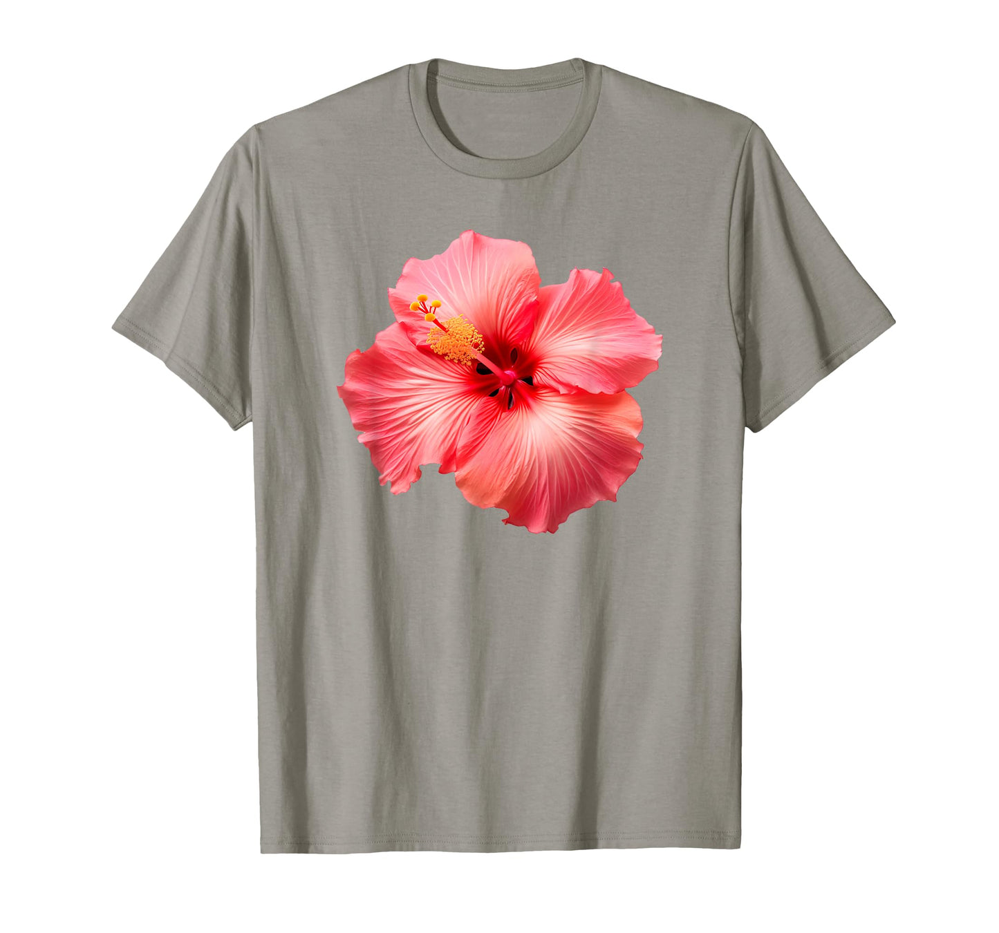 Flirty Pink Hibiscus Flower Vintage Hawaiian T-Shirt