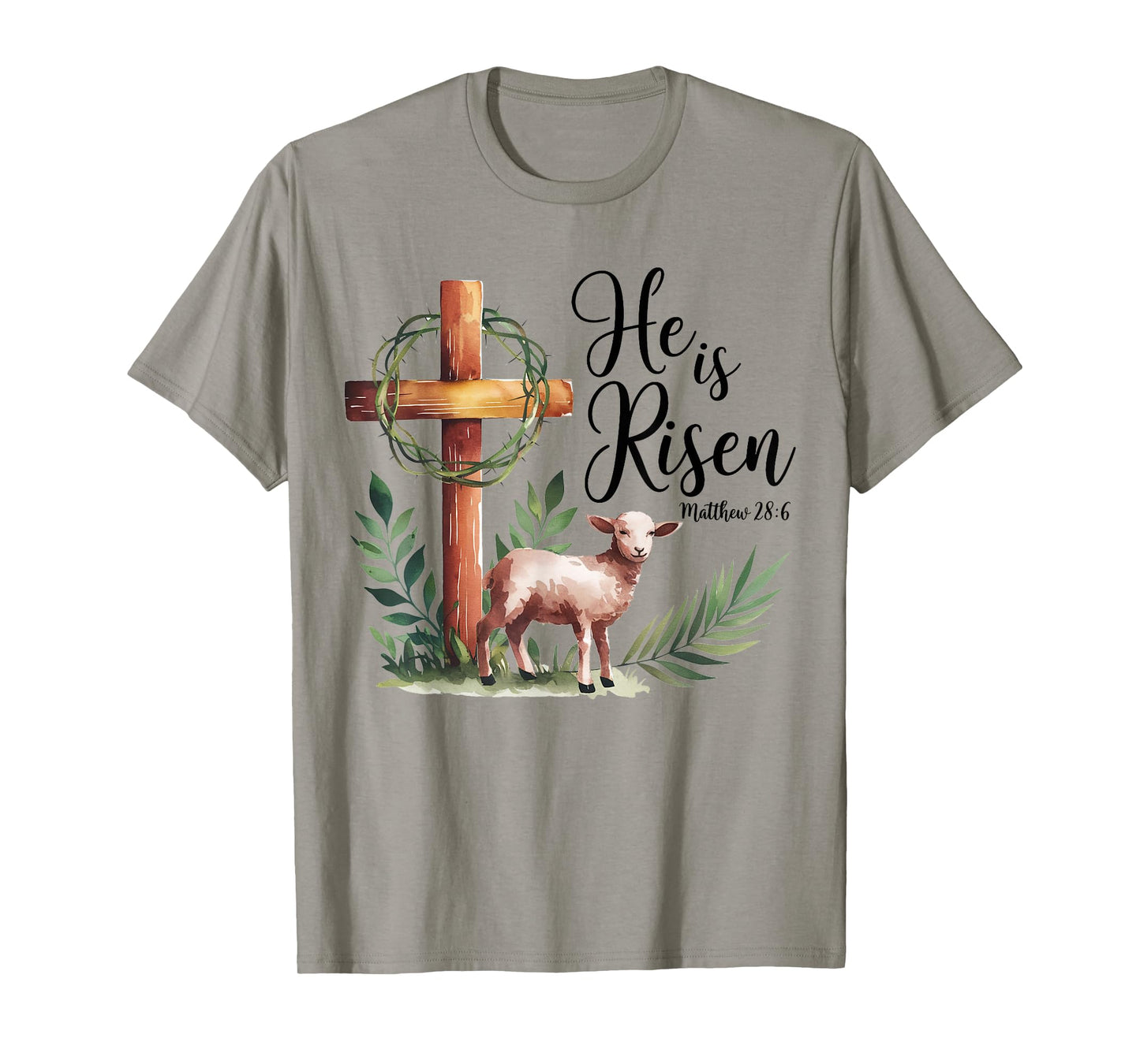 True Easter He is Risen Lamb Crown of Thorn Cross Palm Jesus T-Shirt