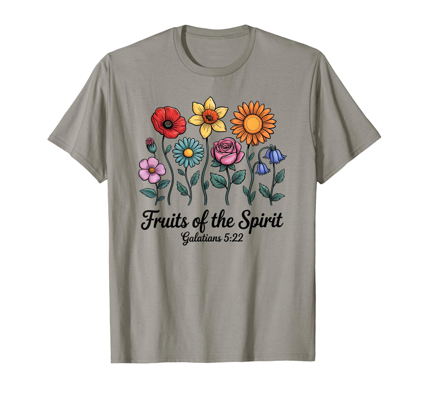 Bible Verse Christian Galatians 5:22 Scripture Floral T-Shirt
