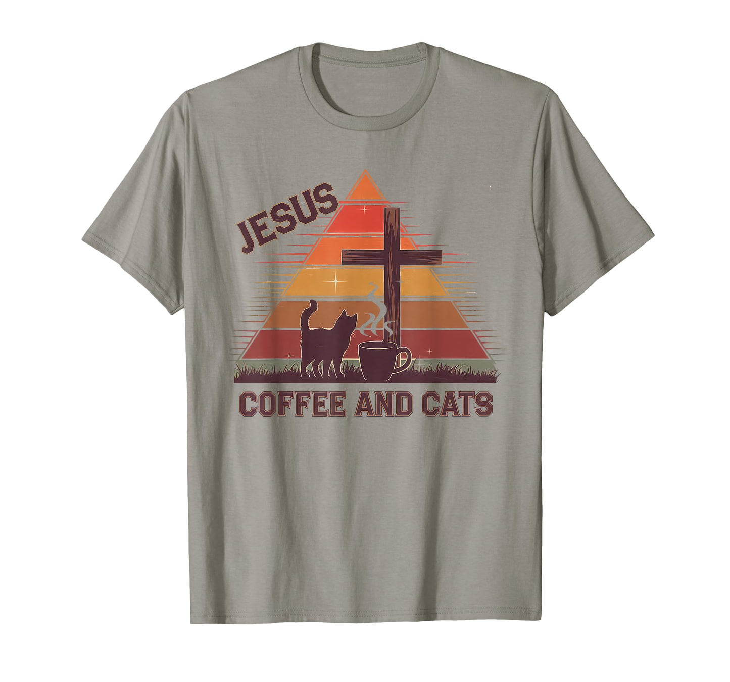 Jesus Coffee Cats Funny Cute Design Jesus Lovers Christian T-Shirt