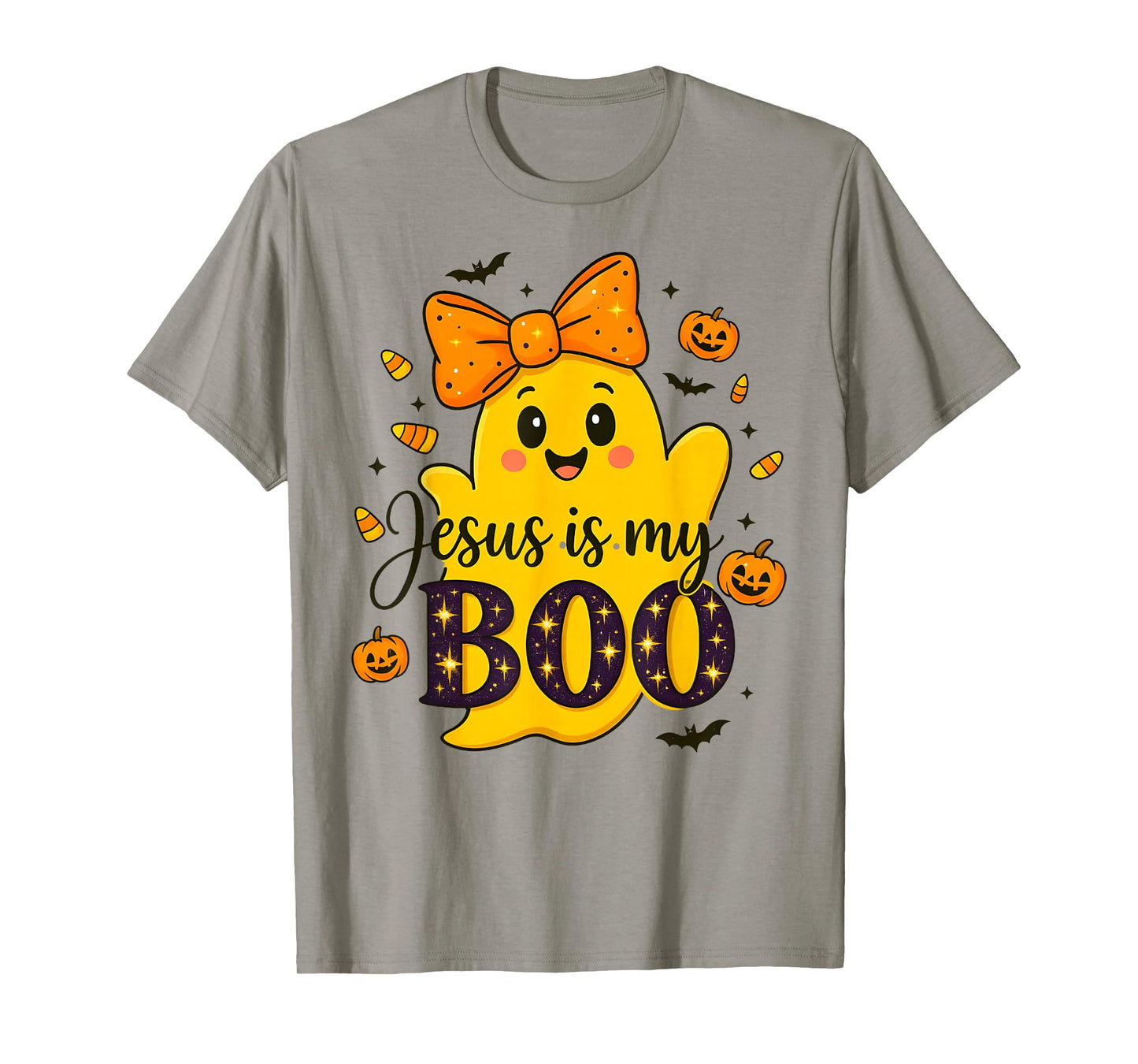Jesus is My Boo Christian Halloween Ghost Bow Women Kids T-Shirt
