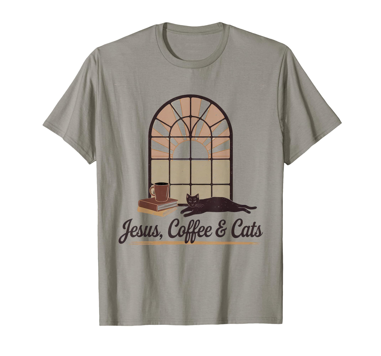 Jesus Coffee Cats Funny Cute Design Jesus Lovers Christian T-Shirt