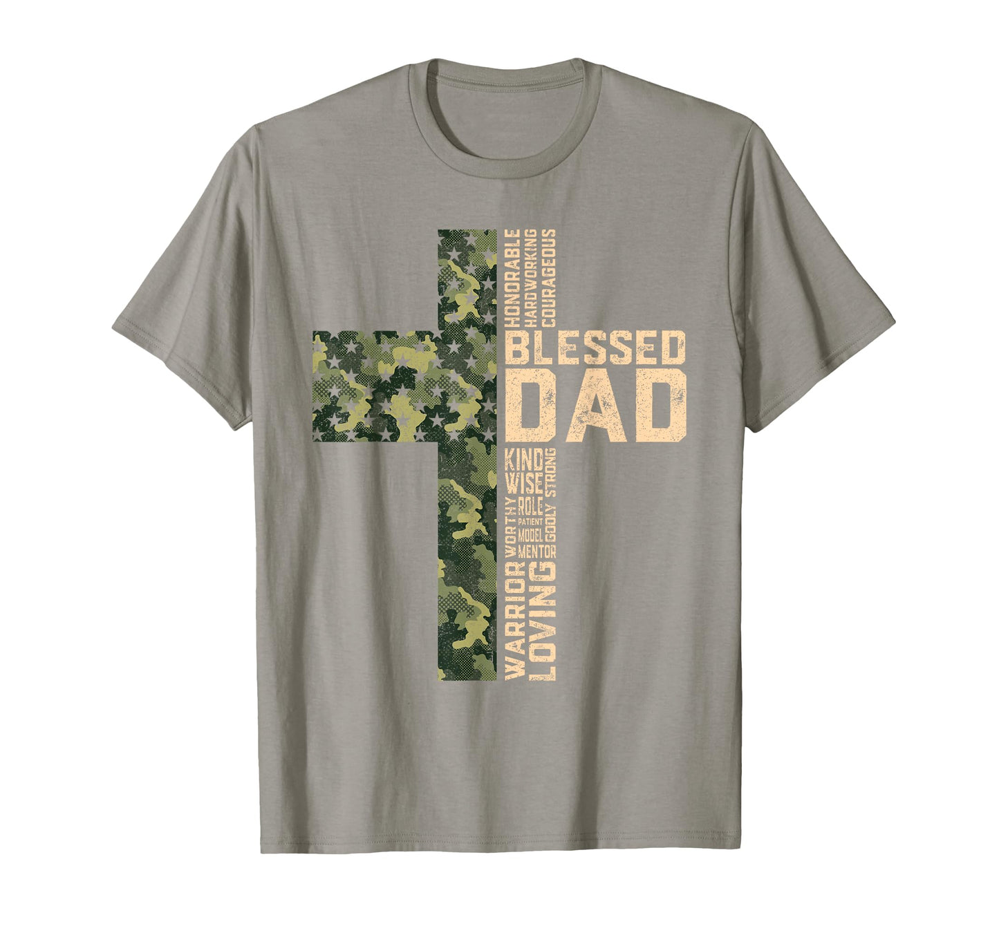 Christian Blessed Dad Camo Flag Cross Religious Father's Day T-Shirt