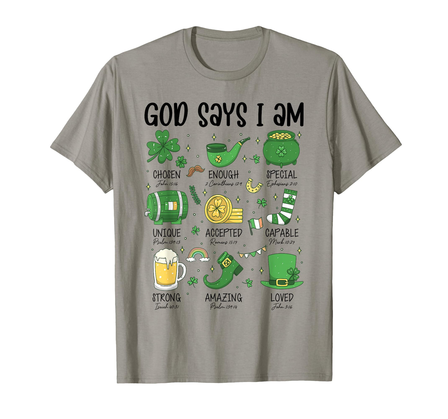 God Says I Am Irish Christian Boys Girls Kid St Patricks Day T-Shirt