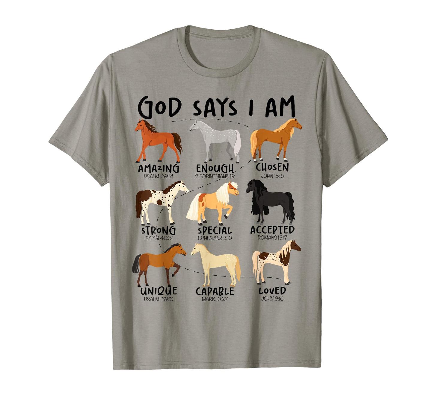 God Says I Am Horses Christian Women Girls Kids Boy Horse T-Shirt