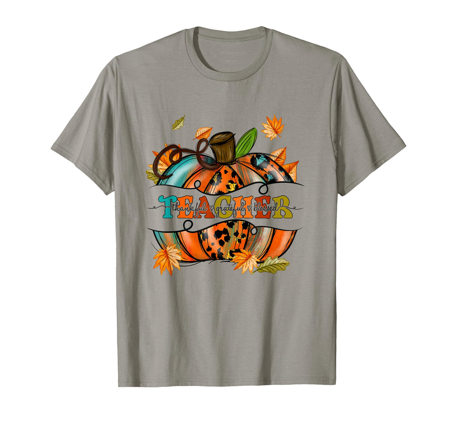 Autumn Fall Outfit Teacher Thankful Grateful Blessed Pumpkin Men Women T-Shirt