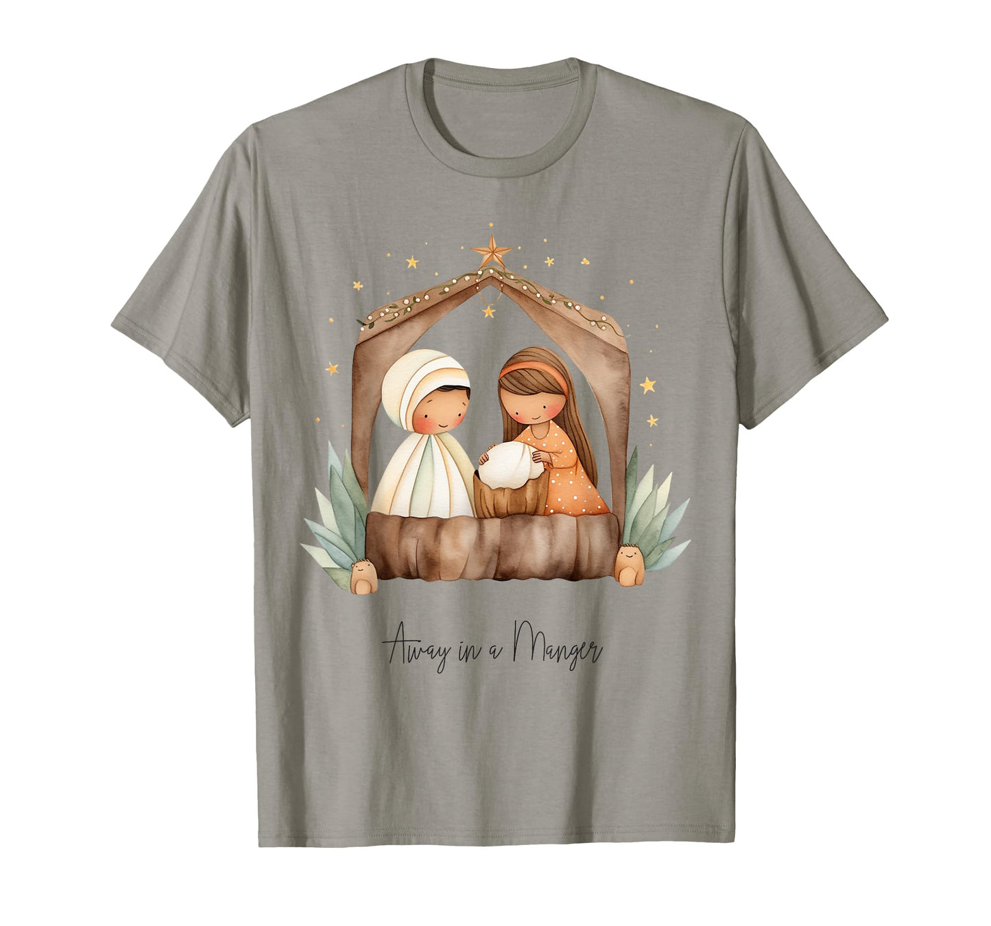 Boho Nativity Scene Away in a Manger Christmas T-Shirt