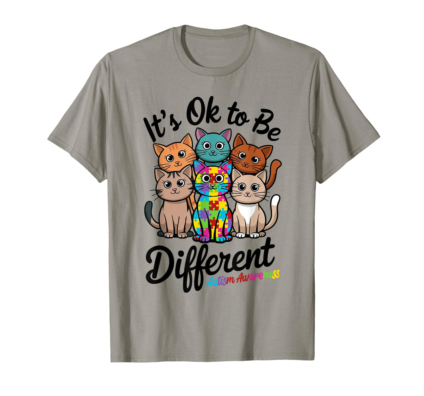Autistic Cats Kitten Its Ok To Be Different Autism Awareness T-Shirt