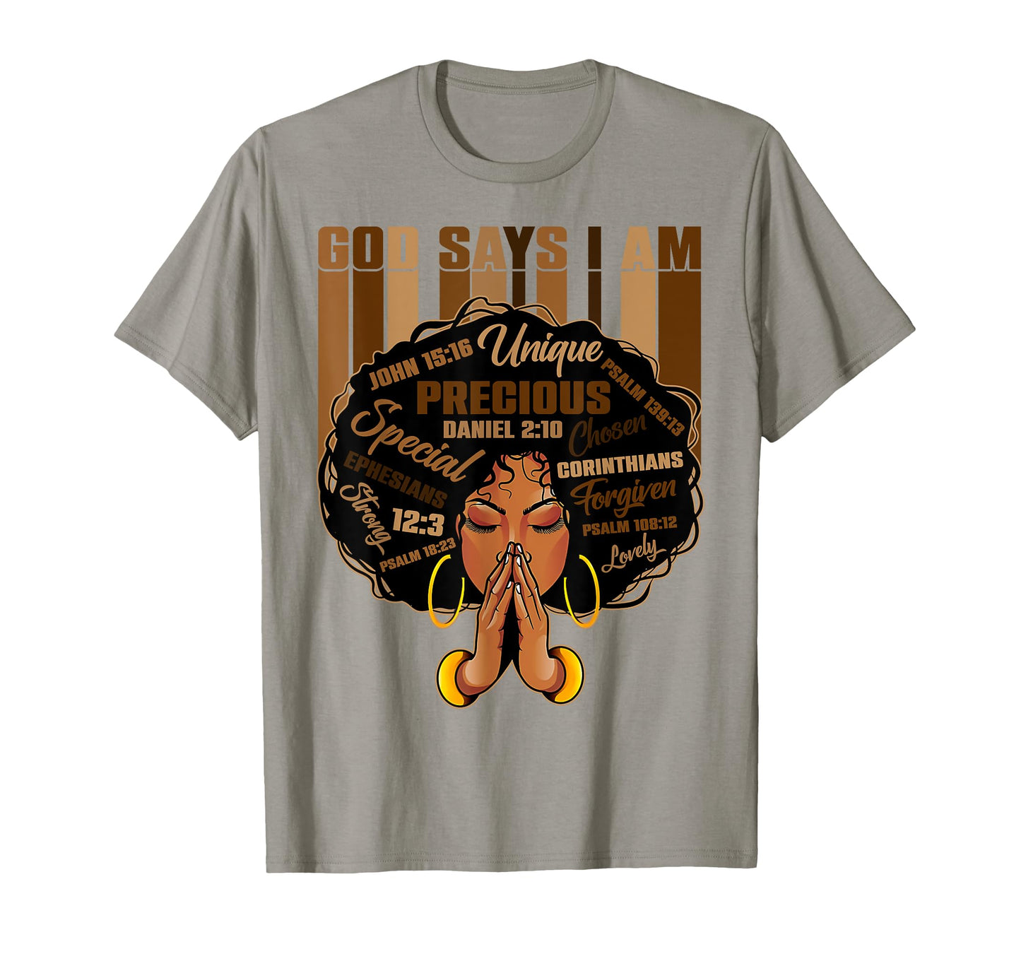 God Says I Am Black History Month Christian Afro Girls Women T-Shirt