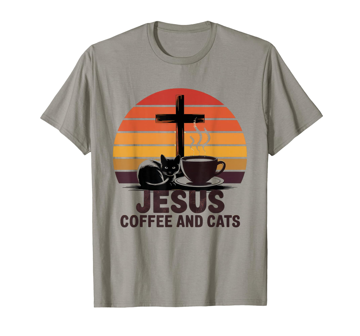 Jesus Coffee Cats Funny Cute Design Jesus Lovers Christian T-Shirt