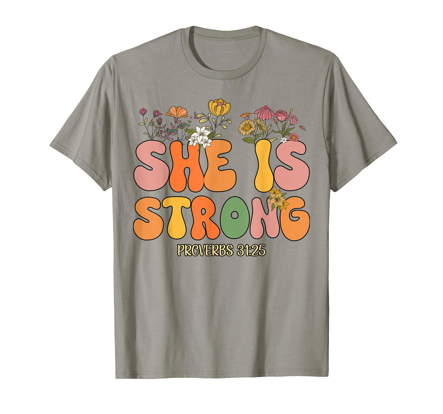 Toddler She Is Strong Proverbs 31 Kid Groovy Jesus Christian T-Shirt