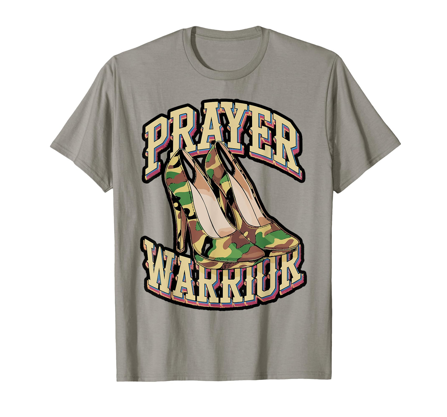 Prayer Warrior Camo High Heel Faith Design T-Shirt