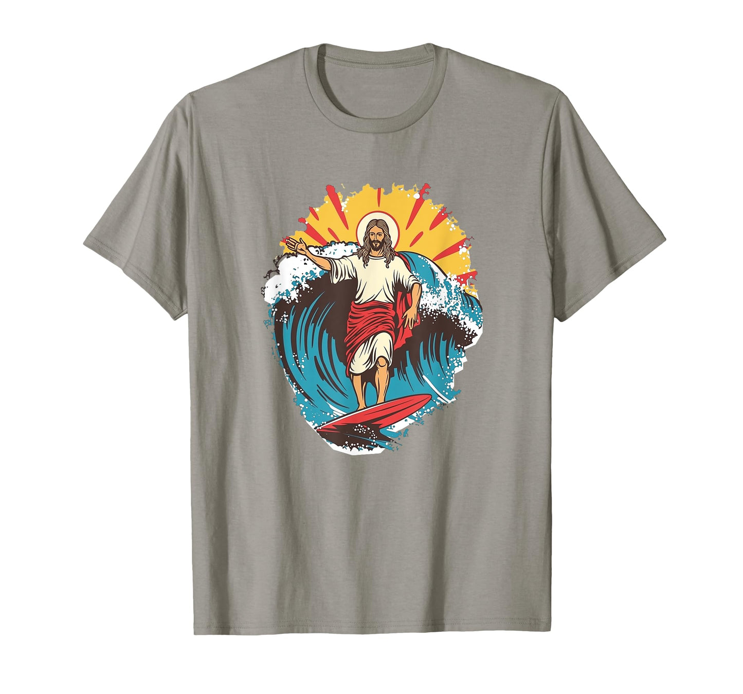 Jesus Surfing Beach Jesus Funny Christian Meme Surf Humor T-Shirt