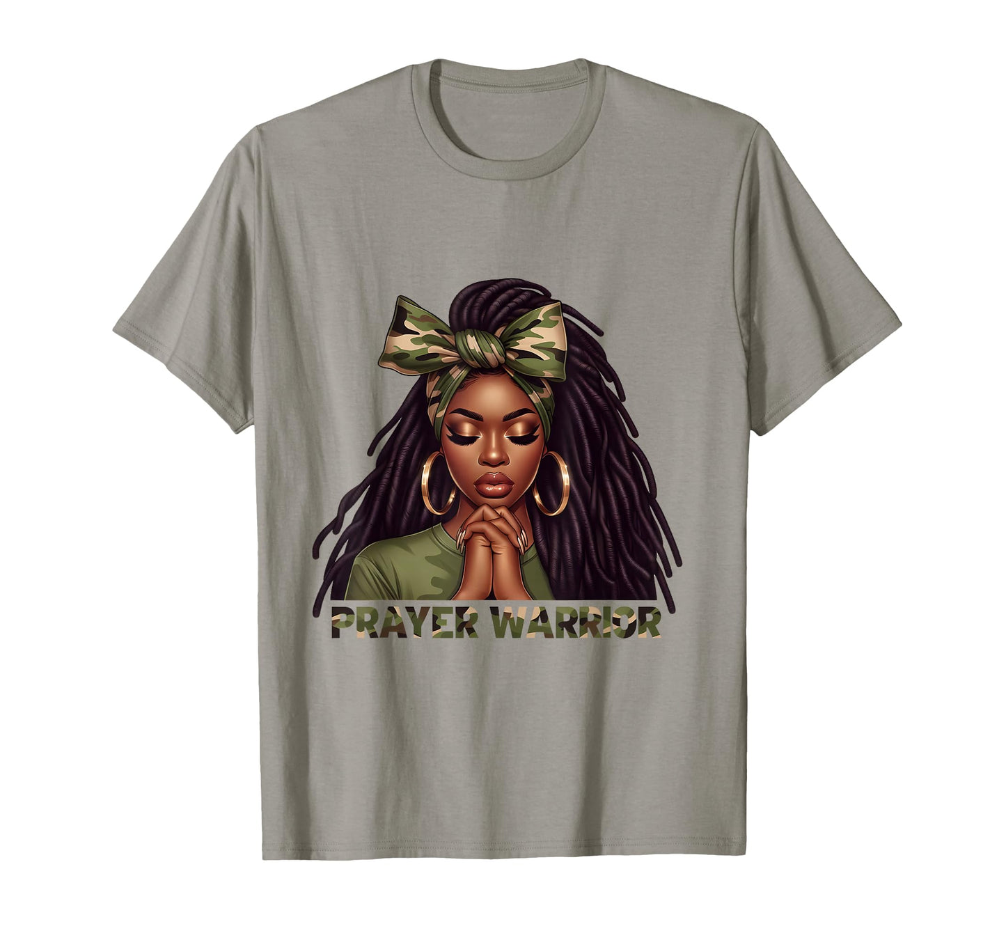 Christian Inspirational Camo Pray Faith Black Woman T-Shirt