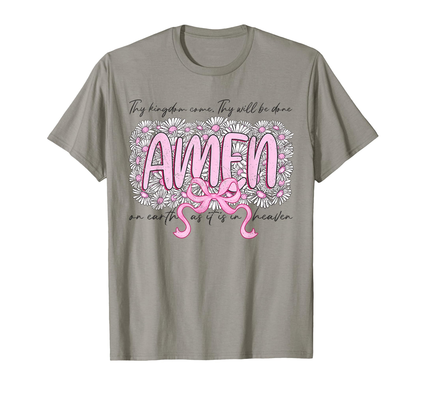 Floral AMEN Coquette Bow Bible Verse Christian Jesus Women T-Shirt