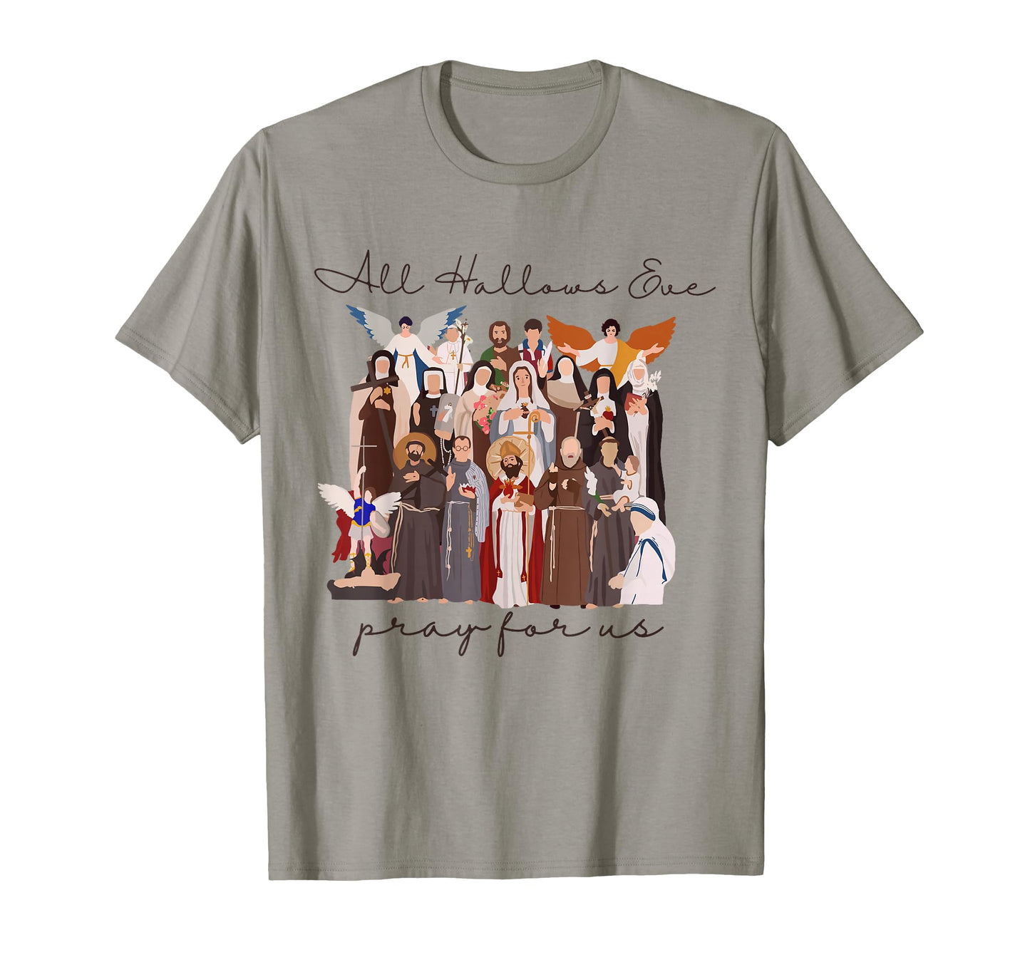 All Hallows Eve Pray for Us Halloween Catholic Saints Jesus T-Shirt