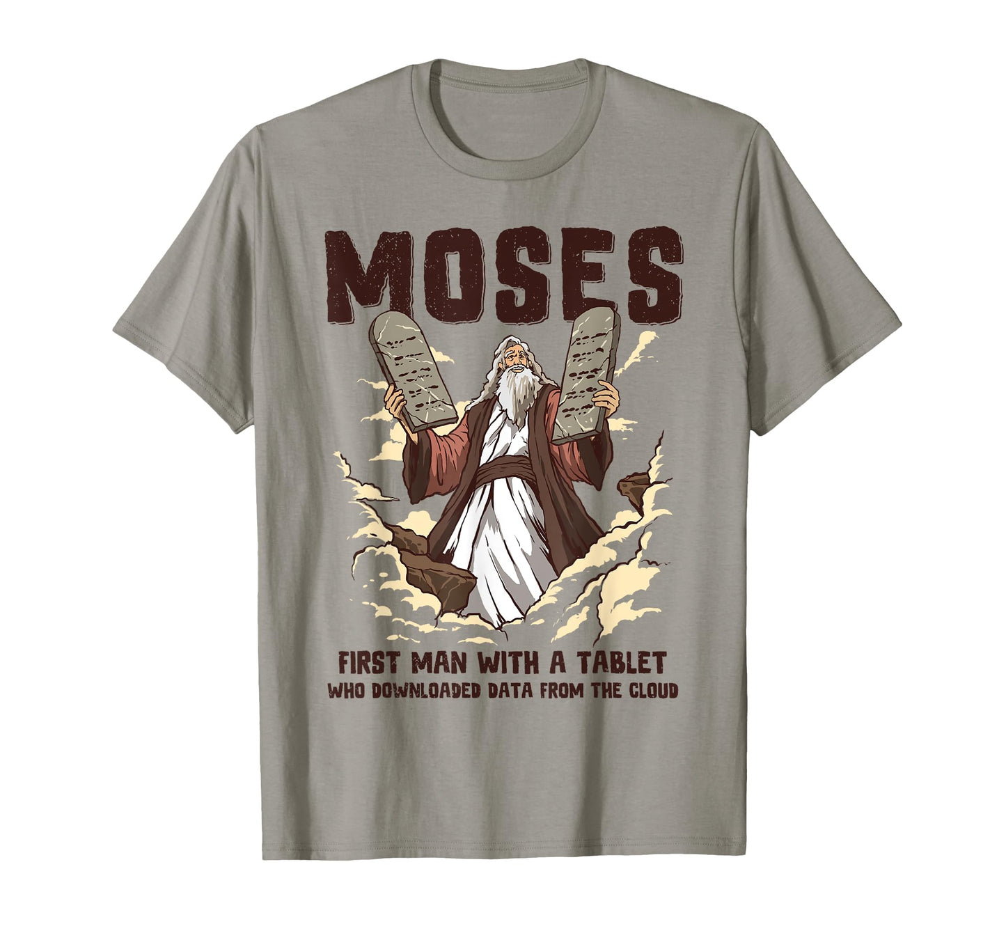 Funny Moses Tablet Christian Humor Bible Gospel Data Cloud T-Shirt