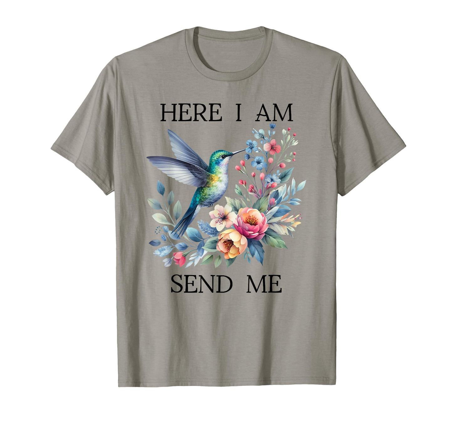 Here I Am Send Me Isaiah 6:8 Bible Christian Hummingbird T-Shirt