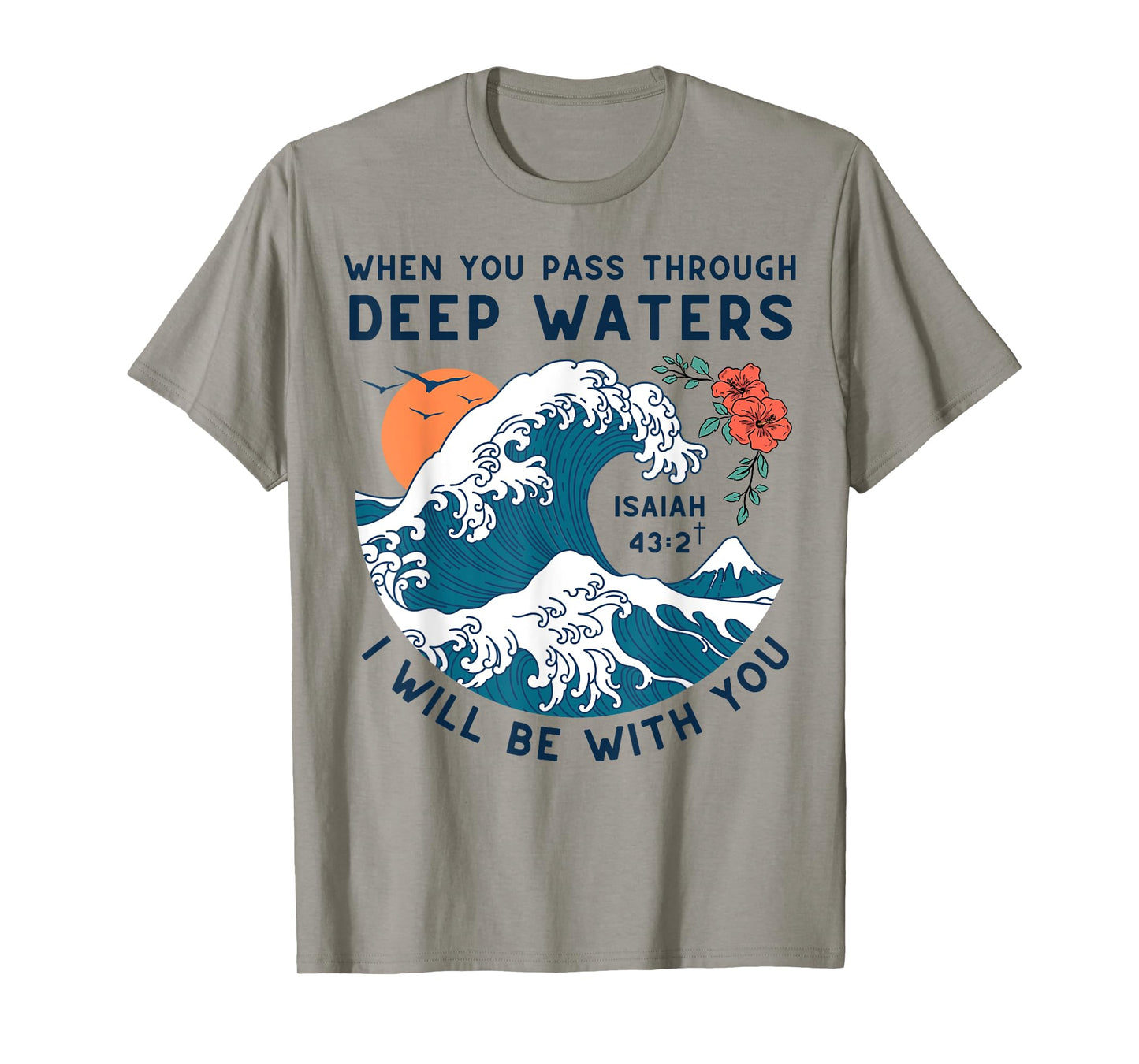 Isaiah 43:2 Inspirational Christian Bible Verse Retro T-Shirt